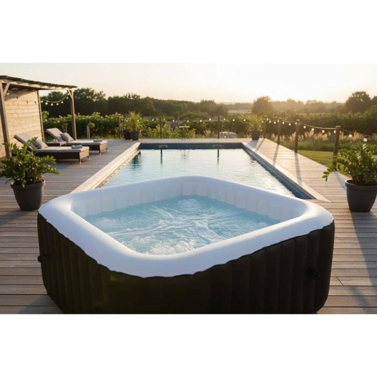 SUNSPA - Spa gonflable carré 6 places 130 micro-jets 40 °C 800 L - SUNSPA - Image 4