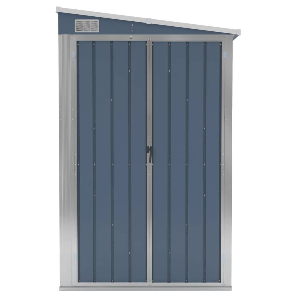 Helloshop26 - Abri de jardin cabane cabanon maison de stockage remise extérieur hangar outils robuste mural 118 x 194 x 178 cm acier galvanisé gris - Image 2