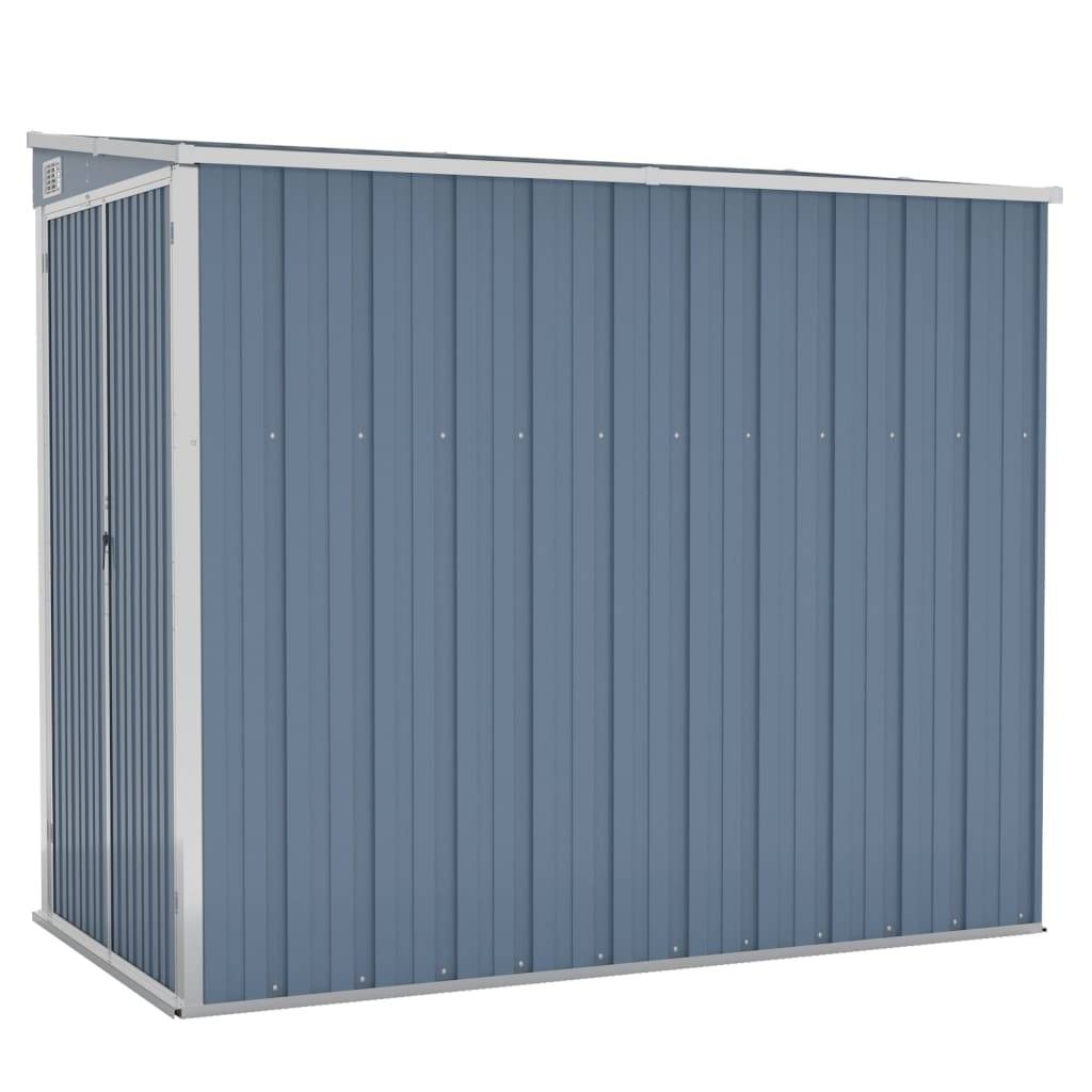 Helloshop26 - Abri de jardin cabane cabanon maison de stockage remise extérieur hangar outils robuste mural 118 x 194 x 178 cm acier galvanisé gris - Image 1