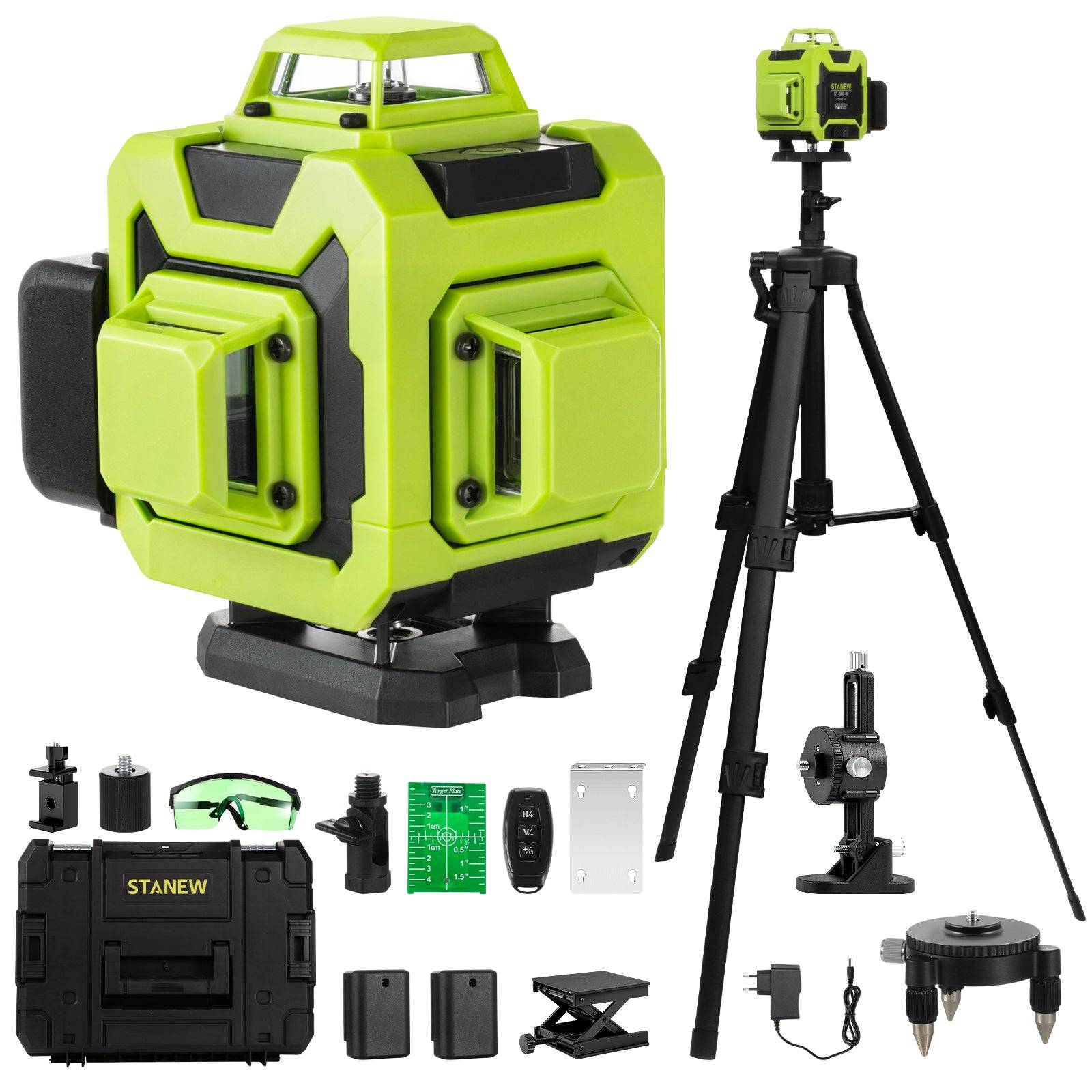 Teeno - Niveau laser 4 x 360°, avec 16 lignes laser vertes 4D horizontales et verticales, 2 piles 2400 mAh, télécommande - Image 1