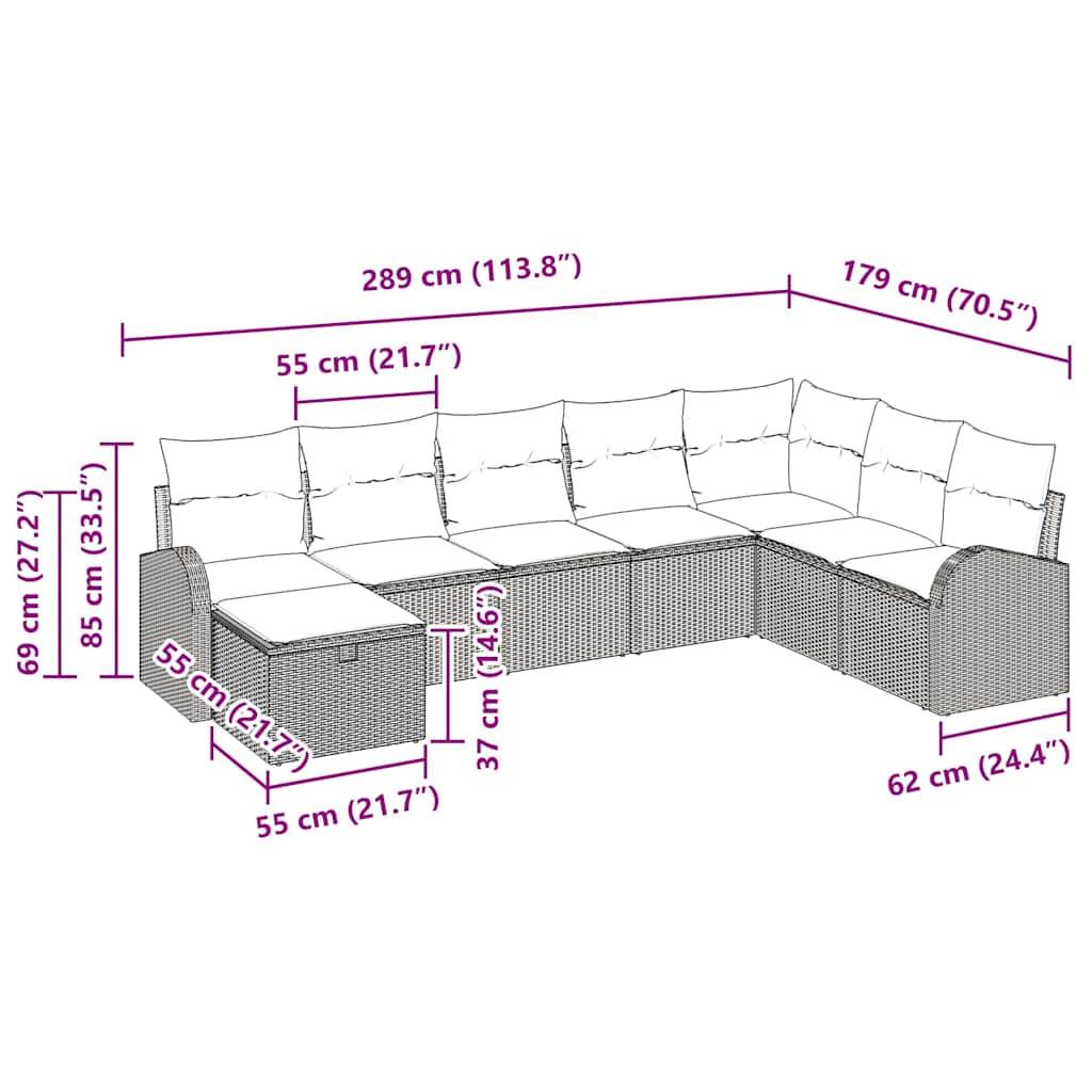 Set Mobilier Extérieur 8 pcs Polyrotin Beige Gris avec Canapés et Rangement pour Patio Spacieux – ComfortXL Outdoor Living - Image 8