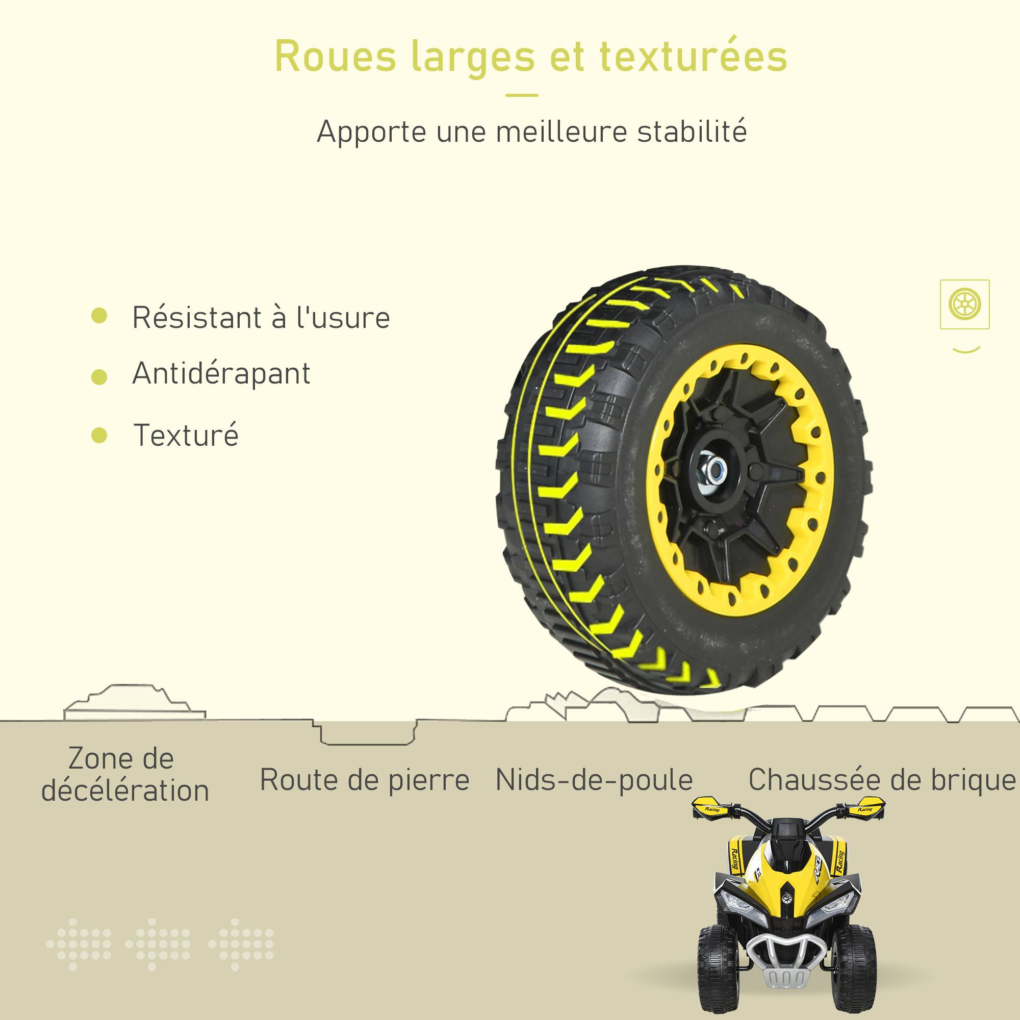 Porteur Enfants SANS Moteur Quad 18-36 Mois dim. 67L x 38l x 44H cm Effets Lumineux et sonores Jaune Noir PAS ÉLECTRIQUE - Image 8