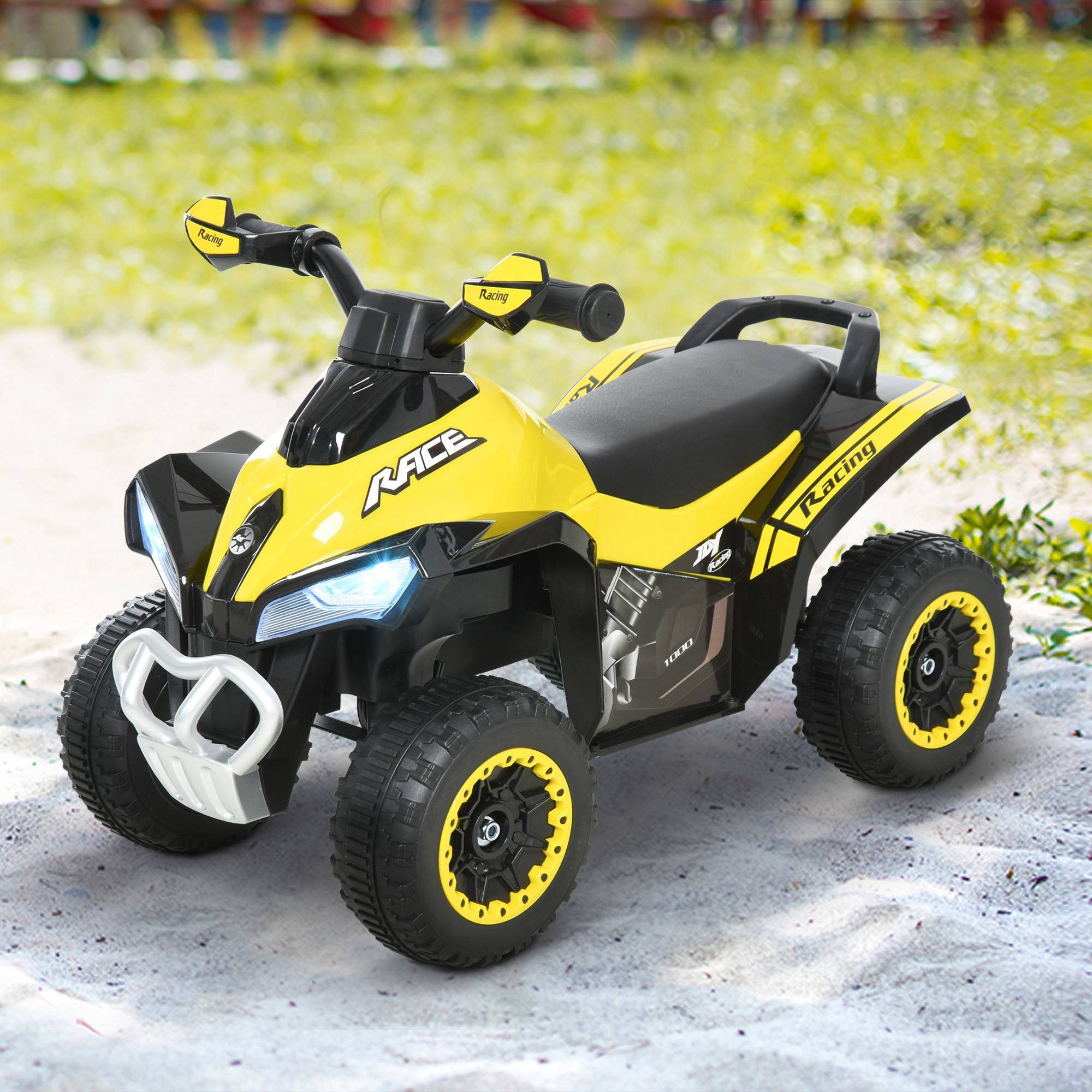 Porteur Enfants SANS Moteur Quad 18-36 Mois dim. 67L x 38l x 44H cm Effets Lumineux et sonores Jaune Noir PAS ÉLECTRIQUE - Image 4