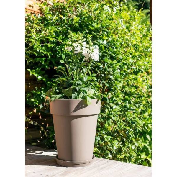 EDA Plastiques - Eda Vase Toscane Mi-haut - ø 44 X 53 Cm - 50 L - Taupe - Image 4