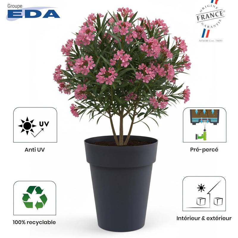 EDA Plastiques - Eda Vase Toscane Mi-haut - ø 44 X 53 Cm - 50 L - Taupe - Image 8