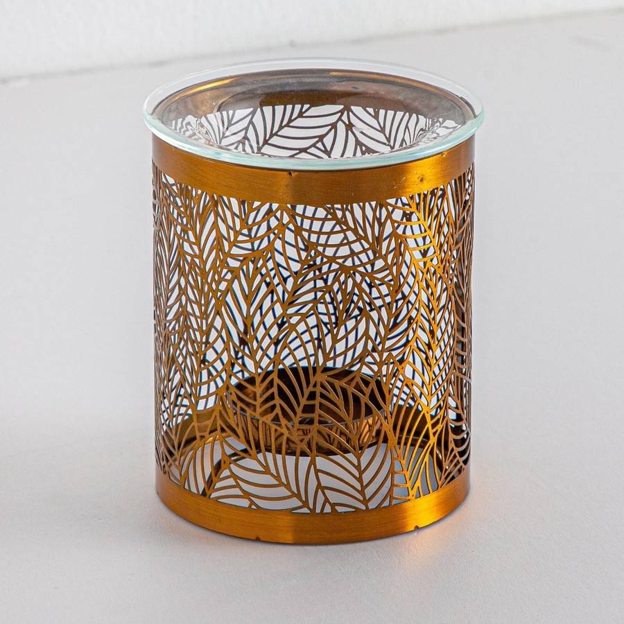 Brûle-Parfum en métal Élégant avec Motif Nature Feuilles - Objet Artisanat Raffiné -Intérieur moderne parfumé - H 10,5cm – Zen'Arôme - Image 10