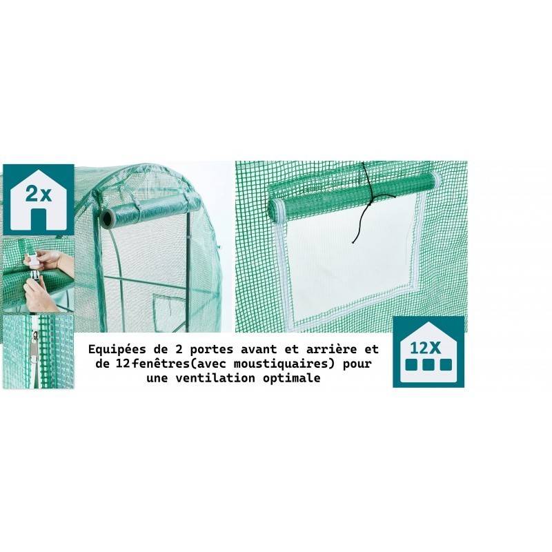 Serre tunnel de jardin 3x6m en aluminium stable Serre avec ancrage au sol Porte et fenêtres enroulables pour jardin - Image 4