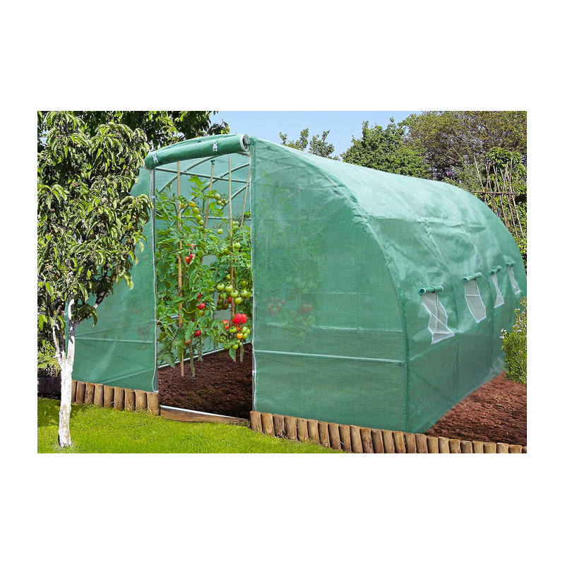 Serre tunnel de jardin 3x6m en aluminium stable Serre avec ancrage au sol Porte et fenêtres enroulables pour jardin - Image 2