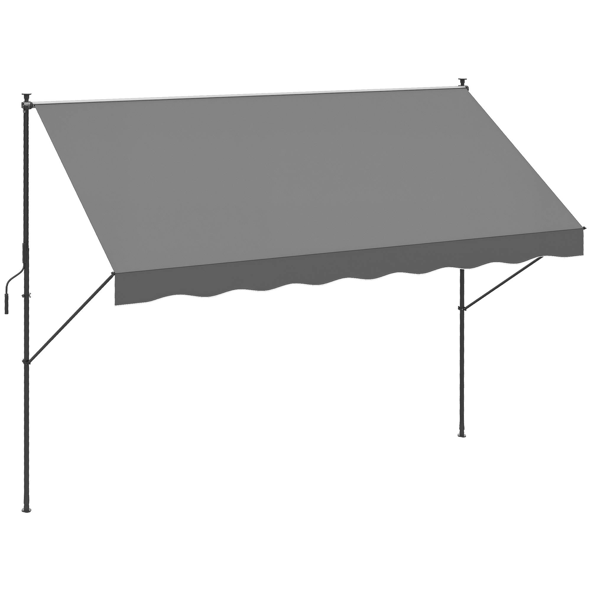 Store banne rétractable manuelle 300 x 175 x 210-310 cm, réglable par manivelle, protection solaire UV40+, gris, pour balcon et terrasse