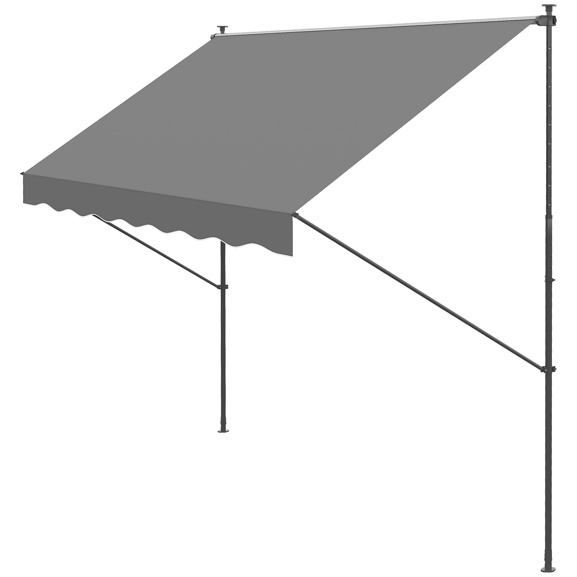Store banne rétractable manuelle 300 x 175 x 210-310 cm, réglable par manivelle, protection solaire UV40+, gris, pour balcon et terrasse - Image 2