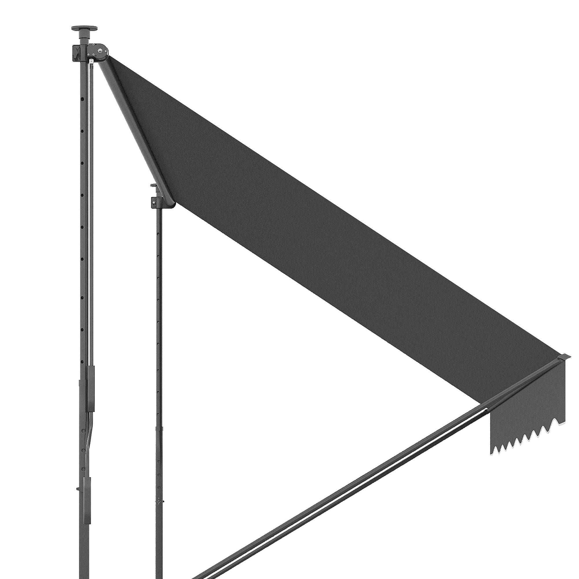 Store banne rétractable manuelle 300 x 175 x 210-310 cm, réglable par manivelle, protection solaire UV40+, gris, pour balcon et terrasse - Image 10