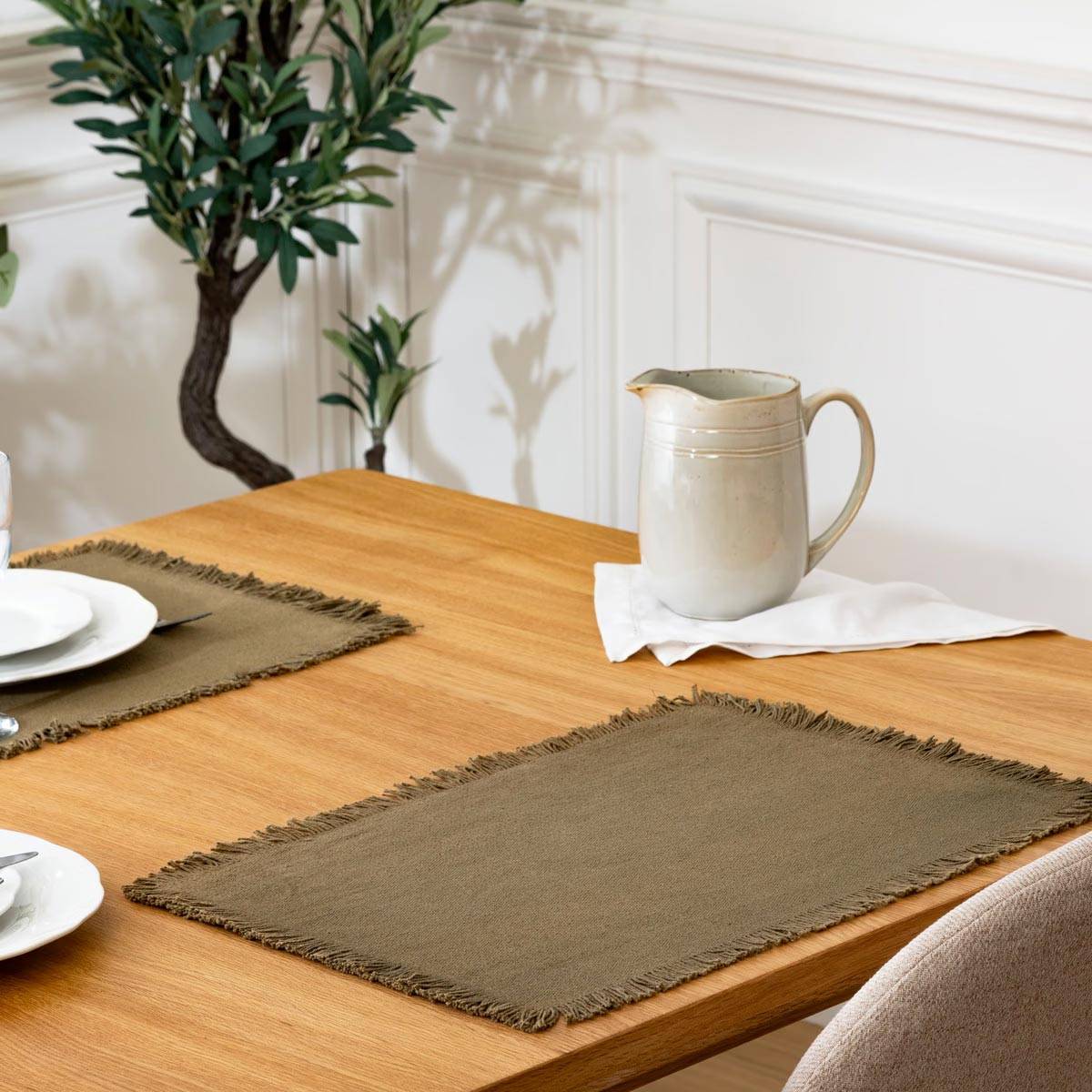 Set de Table Déco "Maha" 30x45cm Vert Kaki - Image 3