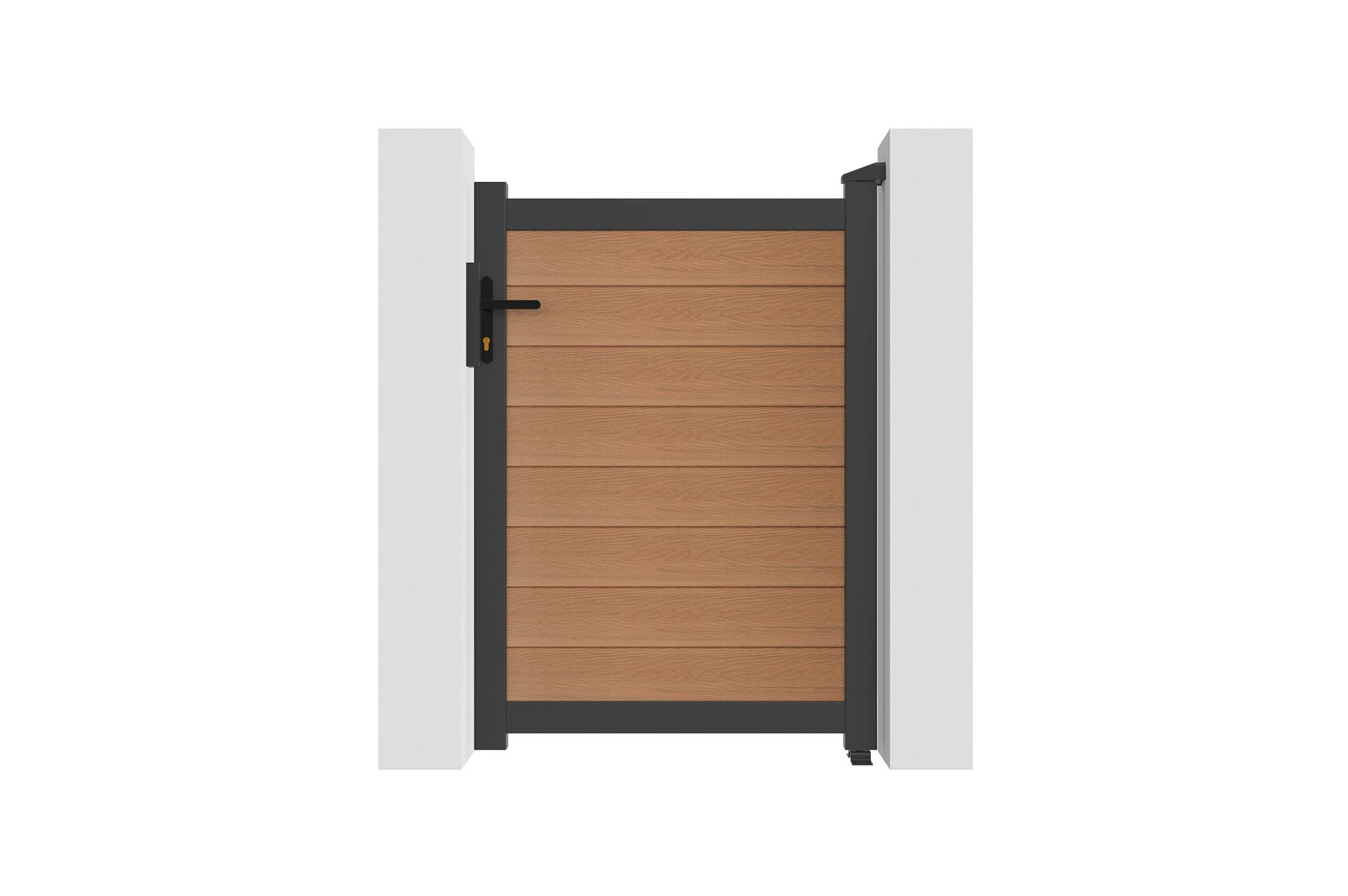 Casanoov Portillon bois composite 1m ATHOS H.140cm teck avec cadre aluminium + 2 poteaux EIFEL aluminium 10x10cm 140 x 300 cm Anthracite - Image 5