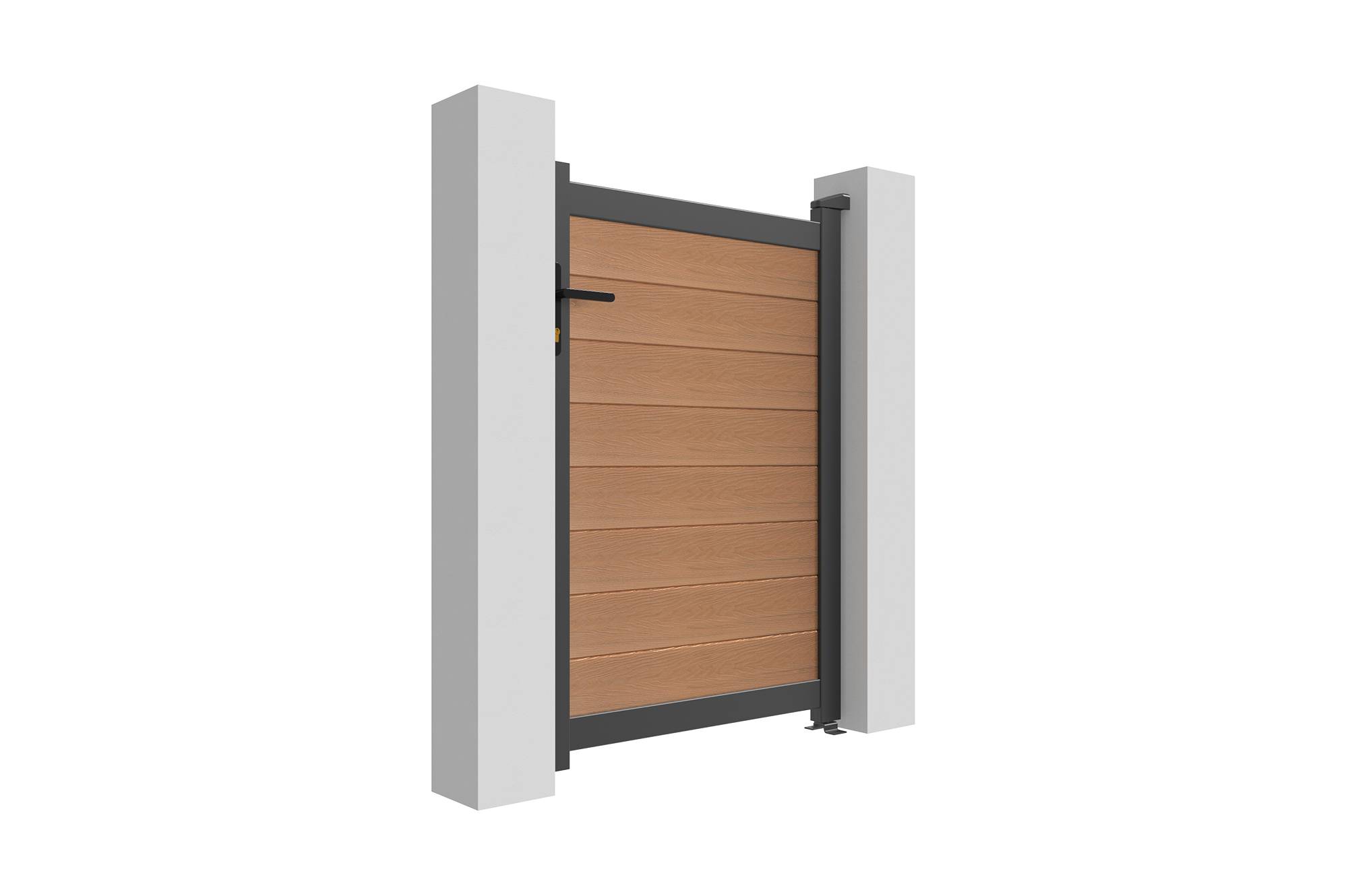 Casanoov Portillon bois composite 1m ATHOS H.140cm teck avec cadre aluminium + 2 poteaux EIFEL aluminium 10x10cm 140 x 300 cm Anthracite - Image 6