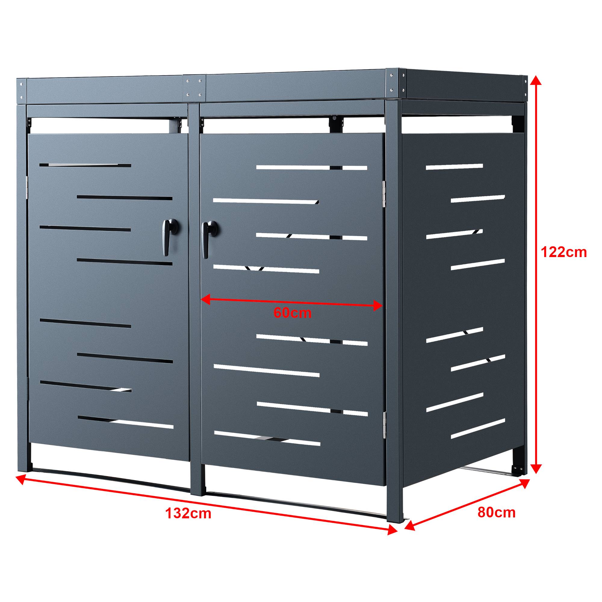 Cache poubelle extérieur Salchig acier galvanisé 122 x 132 x 80 cm en.casa - Image 4