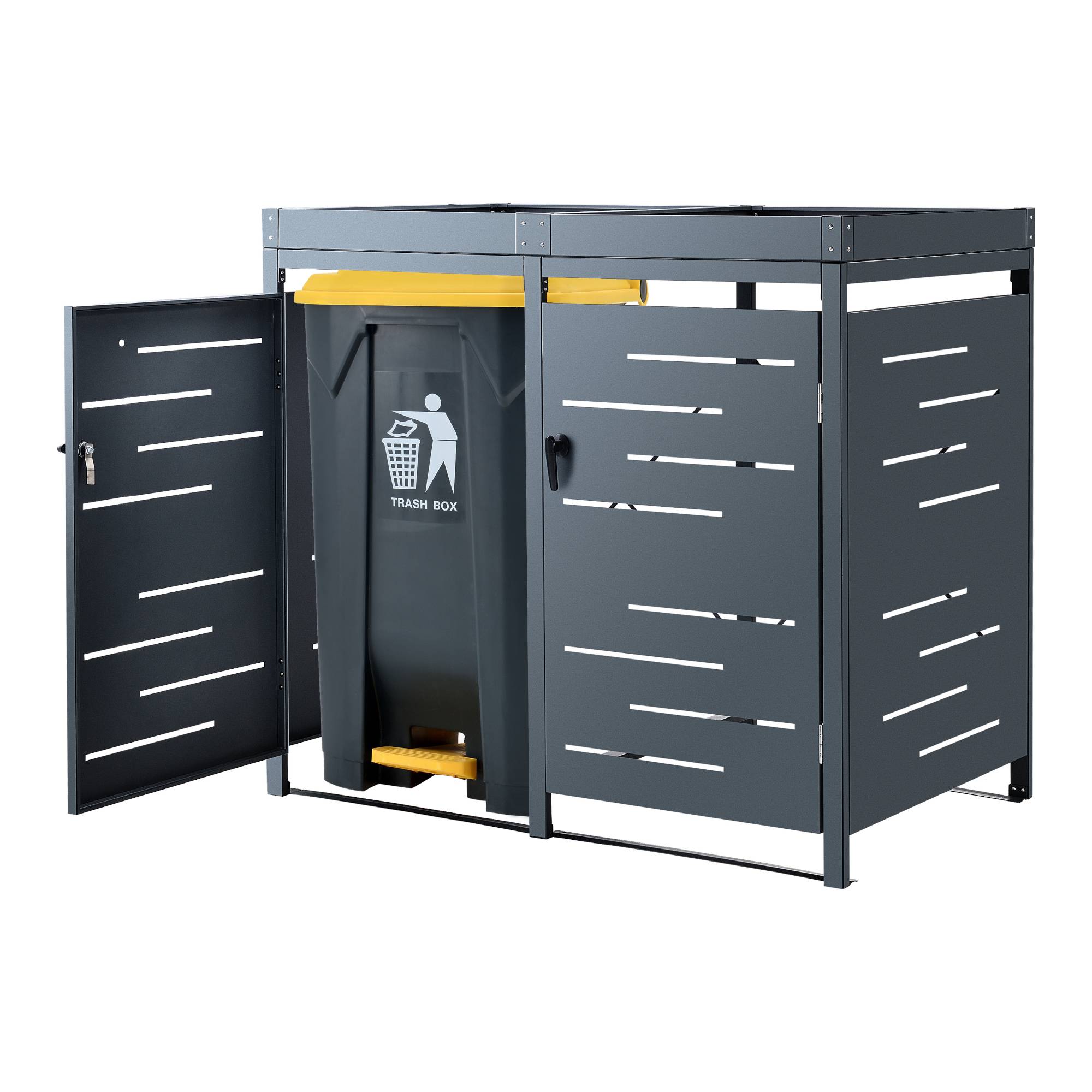 Cache poubelle extérieur Salchig acier galvanisé 122 x 132 x 80 cm en.casa - Image 1