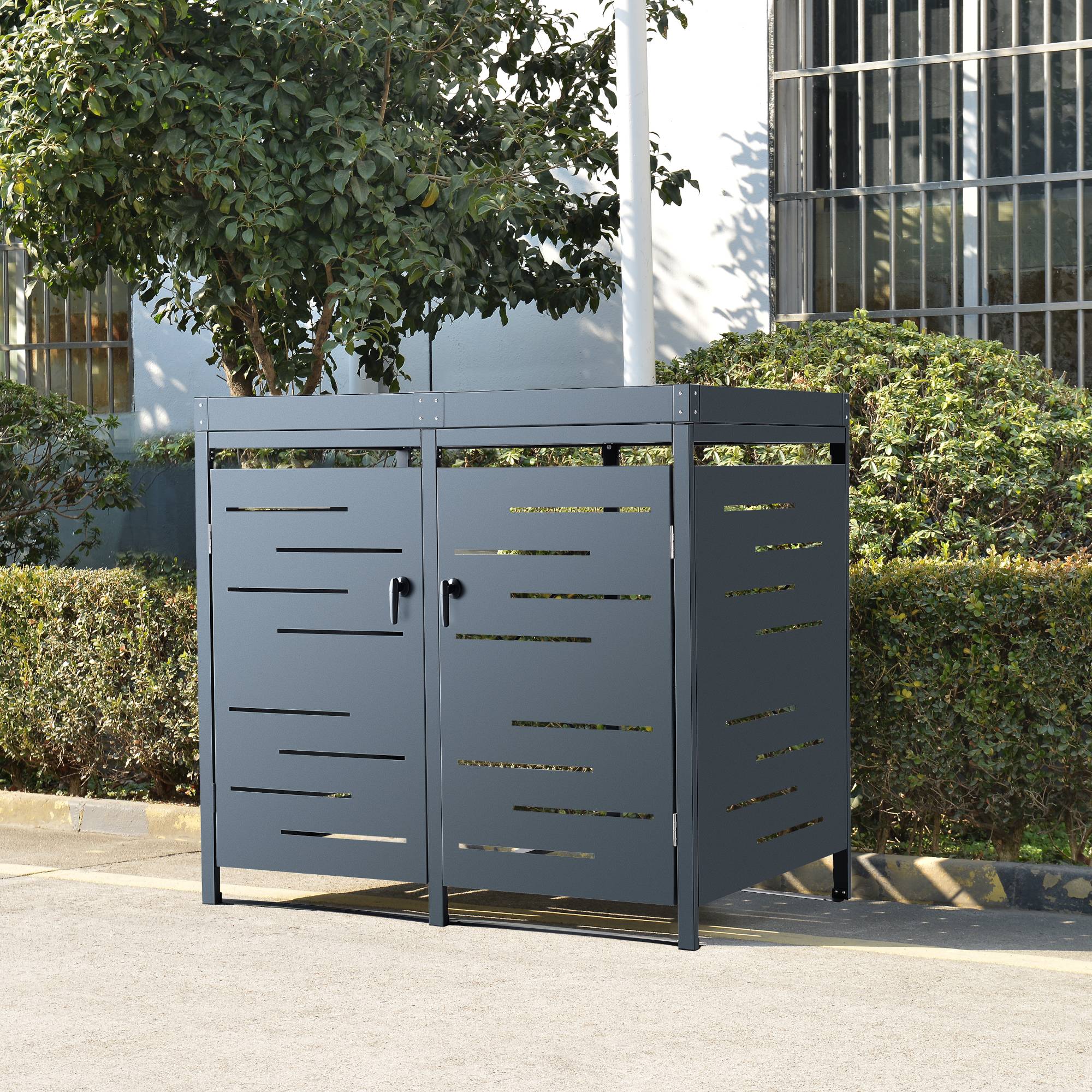 Cache poubelle extérieur Salchig acier galvanisé 122 x 132 x 80 cm en.casa - Image 2