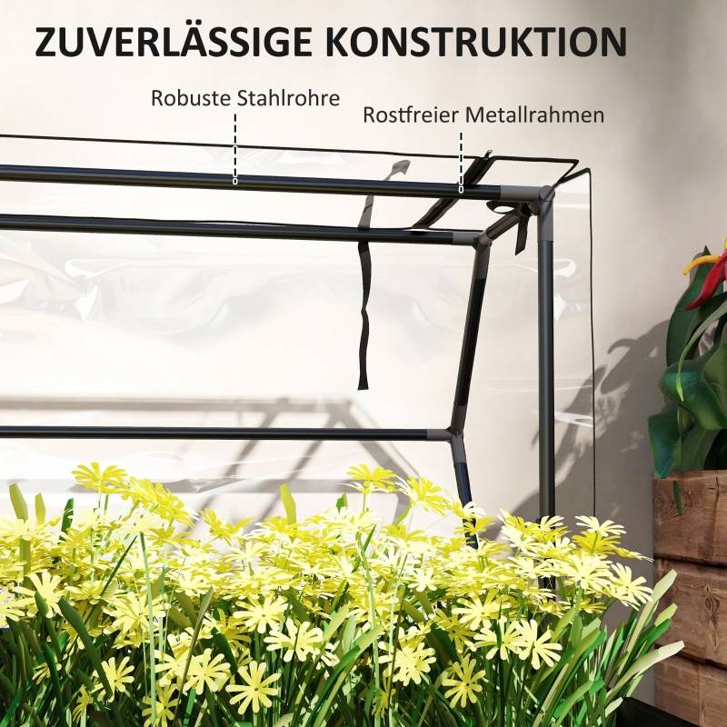 ComfortXL - Carré potager sur pied métal jardin avec serre de protection 100x48x124cm noir - ComfortXL Outdoor Living - Image 7