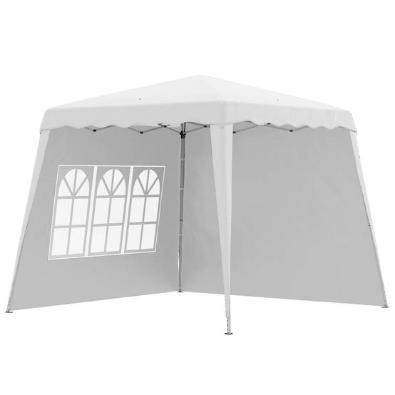 Gazebo pliant avec 2 parois latérales 2,89 x 2,89 m, pavillon de jardin, hauteur réglable, protection UV50+, blanc - Image 1