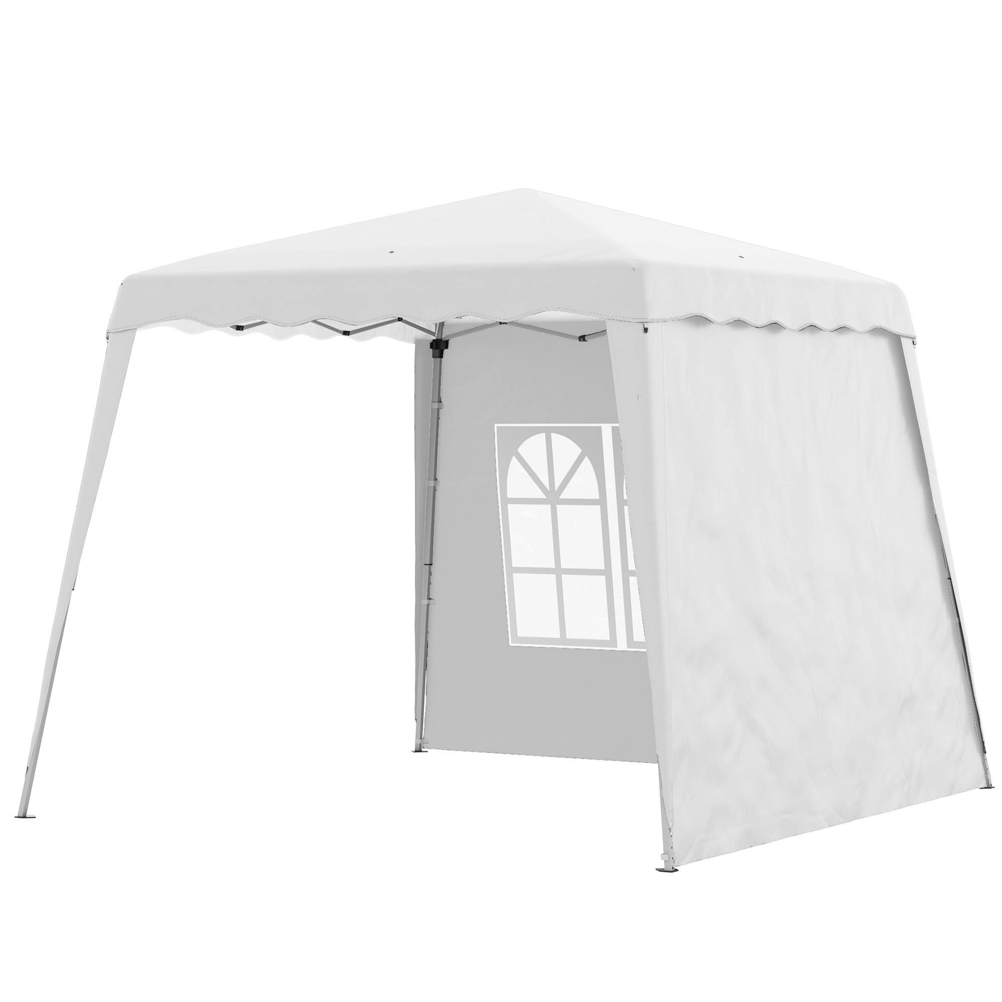 Gazebo pliant avec 2 parois latérales 2,89 x 2,89 m, pavillon de jardin, hauteur réglable, protection UV50+, blanc - Image 2
