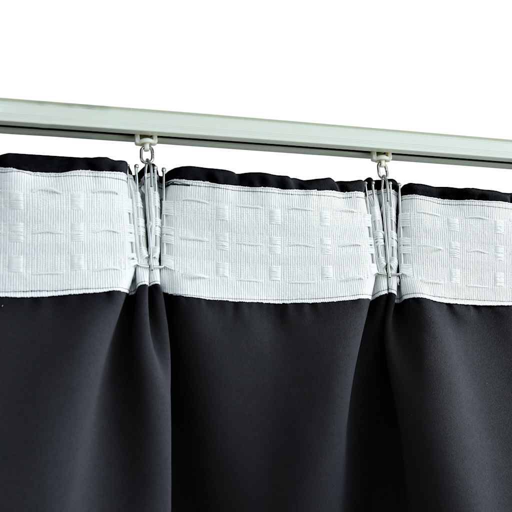 Rideaux occultants - Panneaux de rideau avec crochets 2 pcs Noir 140x245 cm - Image 3