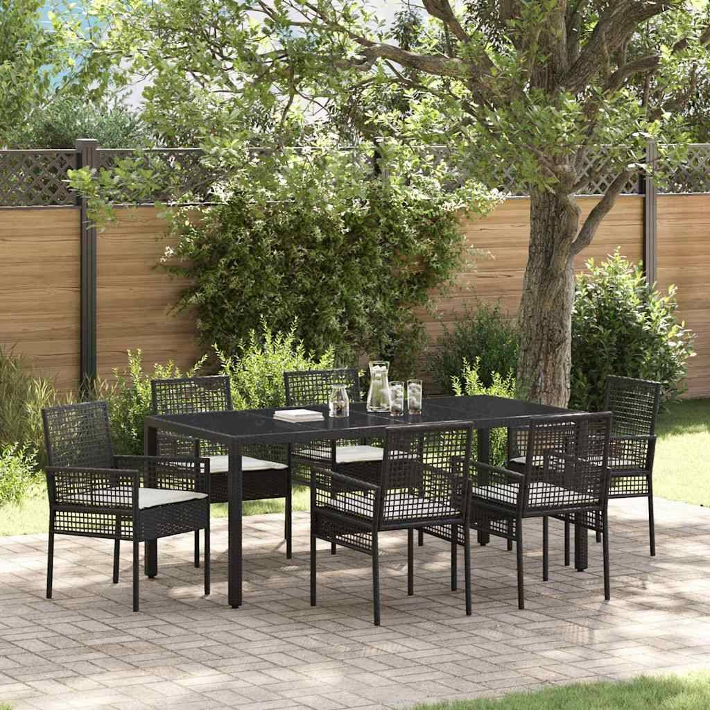 ComfortXL - Table et chaises de jardin 6 places en résine tressée avec plateau en verre pour terrasse Noir – ComfortXL Outdoor Living - Image 1