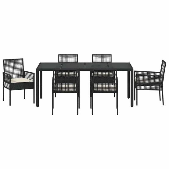 ComfortXL - Table et chaises de jardin 6 places en résine tressée avec plateau en verre pour terrasse Noir – ComfortXL Outdoor Living - Image 7