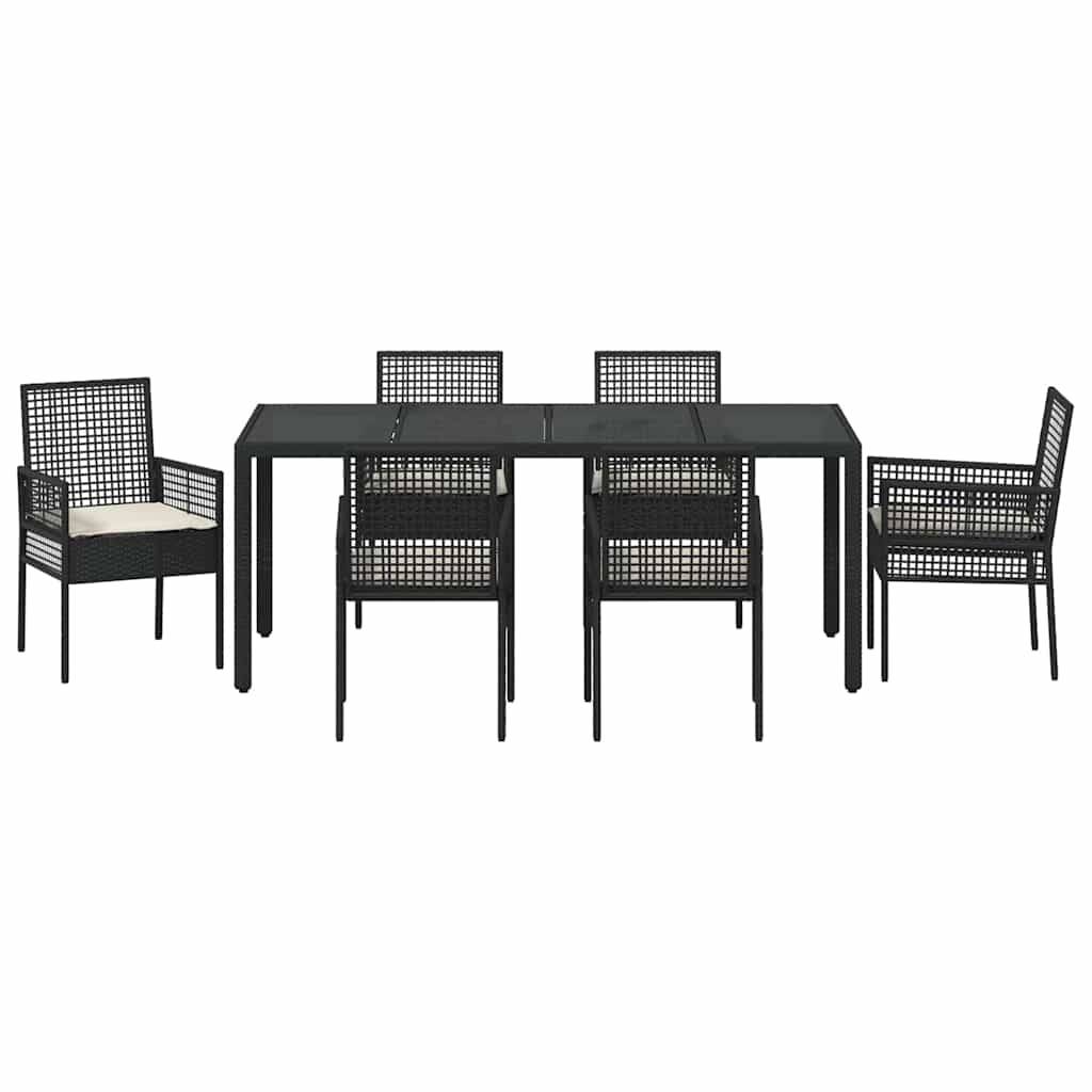 ComfortXL - Table et chaises de jardin 6 places en résine tressée avec plateau en verre pour terrasse Noir – ComfortXL Outdoor Living - Image 7