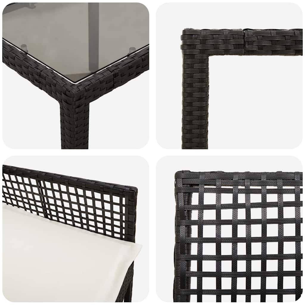 ComfortXL - Table et chaises de jardin 6 places en résine tressée avec plateau en verre pour terrasse Noir – ComfortXL Outdoor Living - Image 9