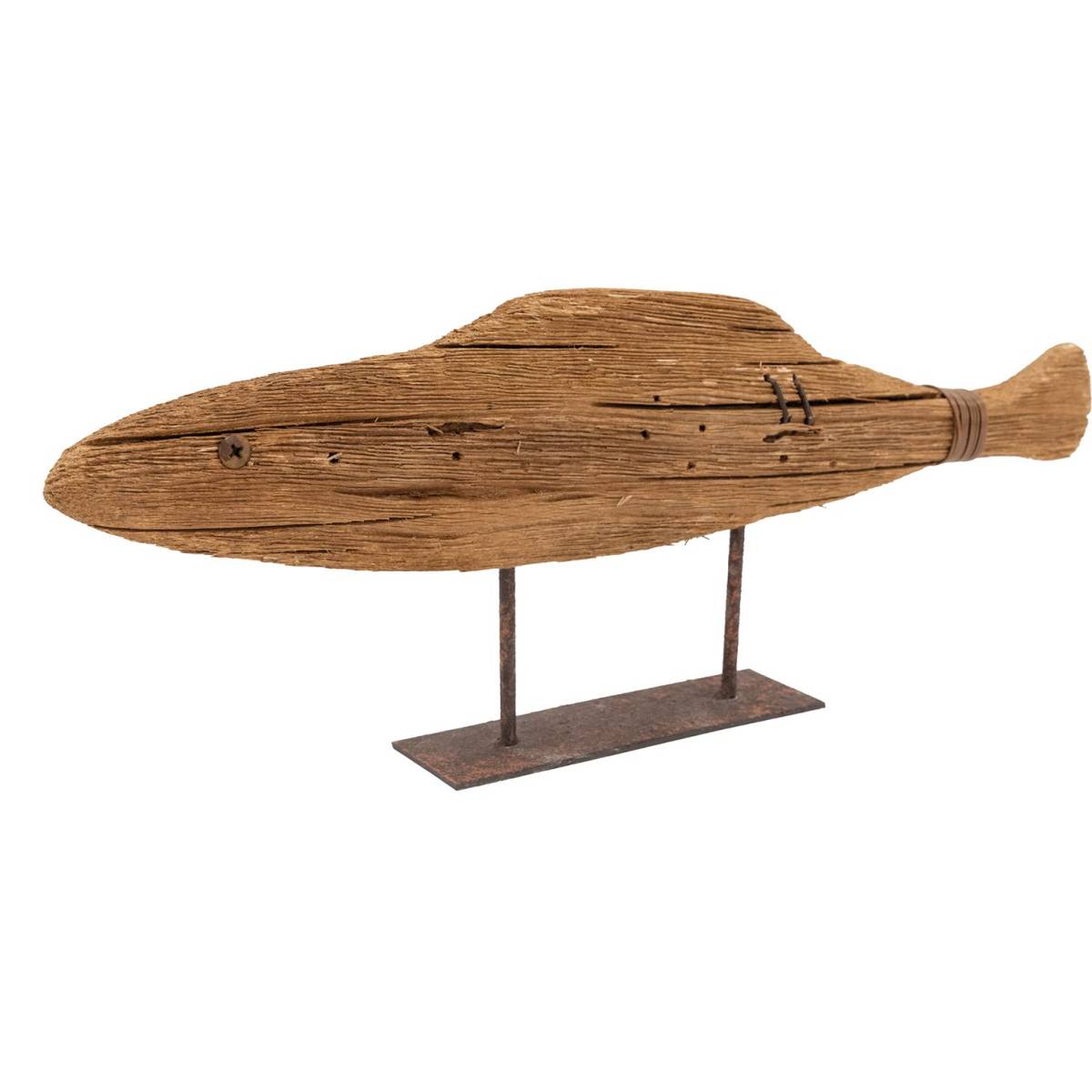 Aubry Gaspard - Poisson sur pied en bois recyclé et métal Petit modèle - Image 1