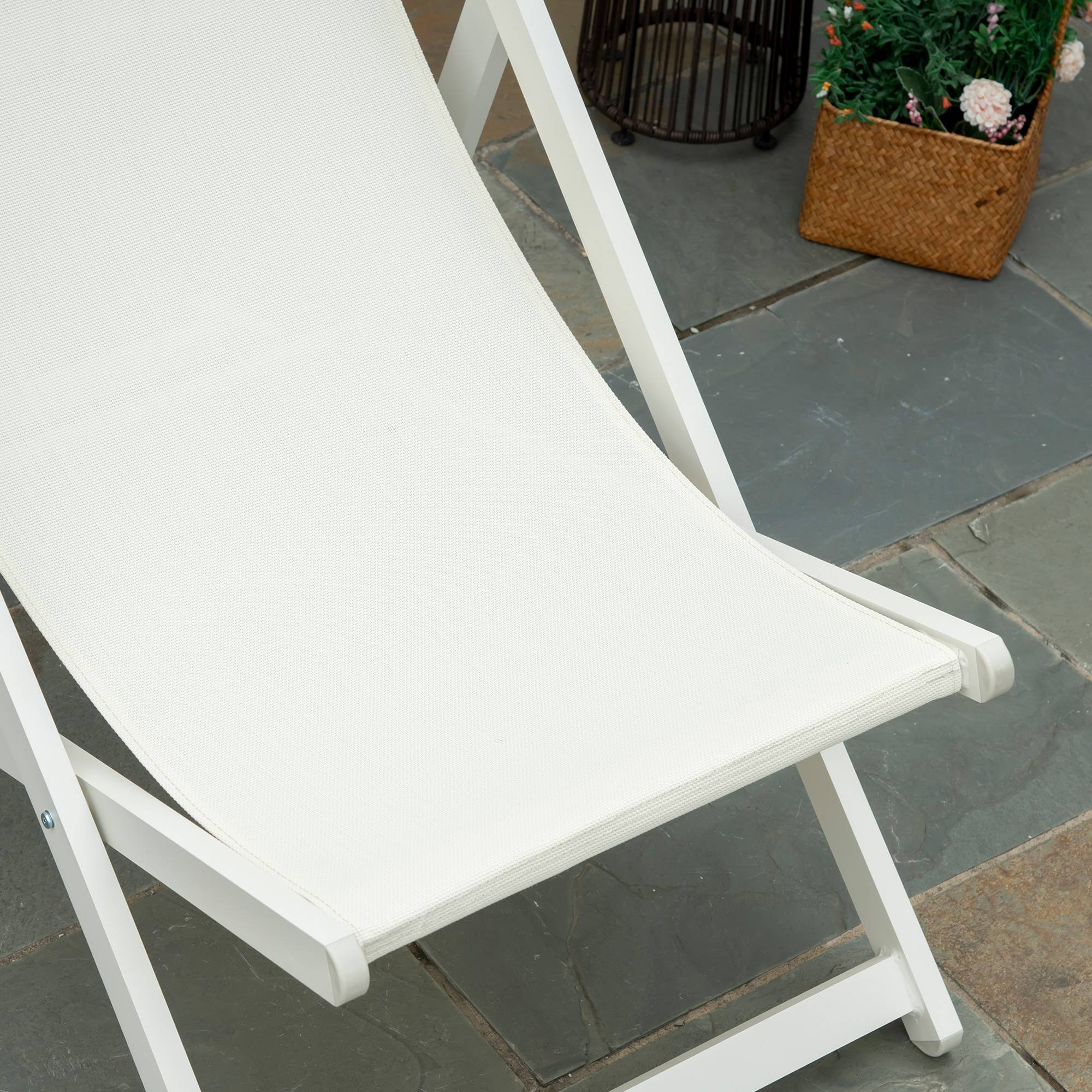 Ensemble de 2 chaises longues pliantes en aluminium avec dossier et appui-tête réglables sur 5 positions, 60 x 100 x 85 cm, blanc - Image 10