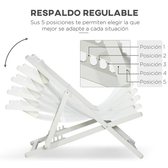 Ensemble de 2 chaises longues pliantes en aluminium avec dossier et appui-tête réglables sur 5 positions, 60 x 100 x 85 cm, blanc - Image 7