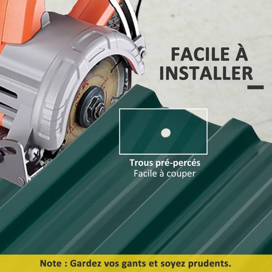 Lot de 12 panneaux en acier galvanisé Résistant aux Intempéries, vert, dim. d'un panneau 129L x 45l cm - Image 7