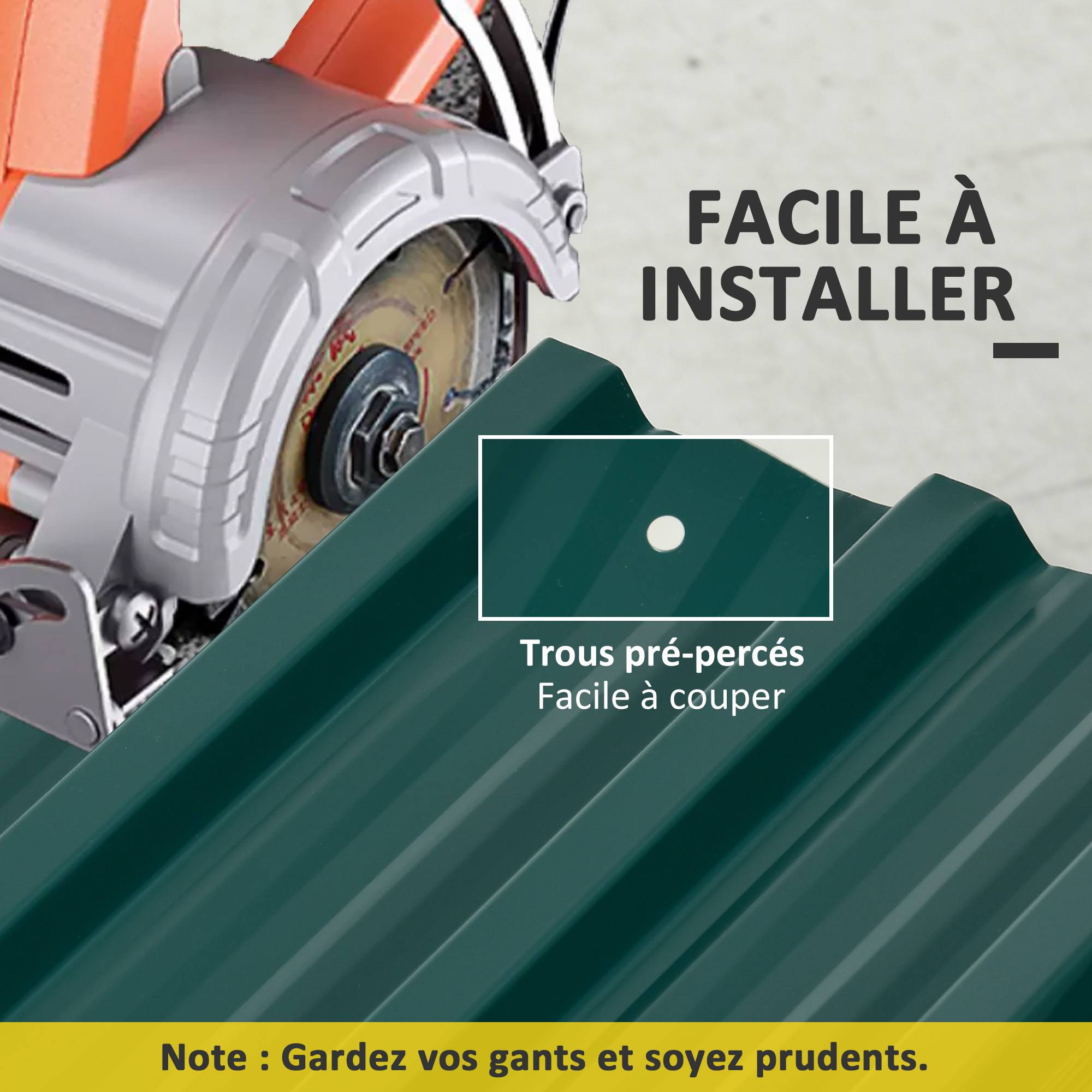 Lot de 12 panneaux en acier galvanisé Résistant aux Intempéries, vert, dim. d'un panneau 129L x 45l cm - Image 7