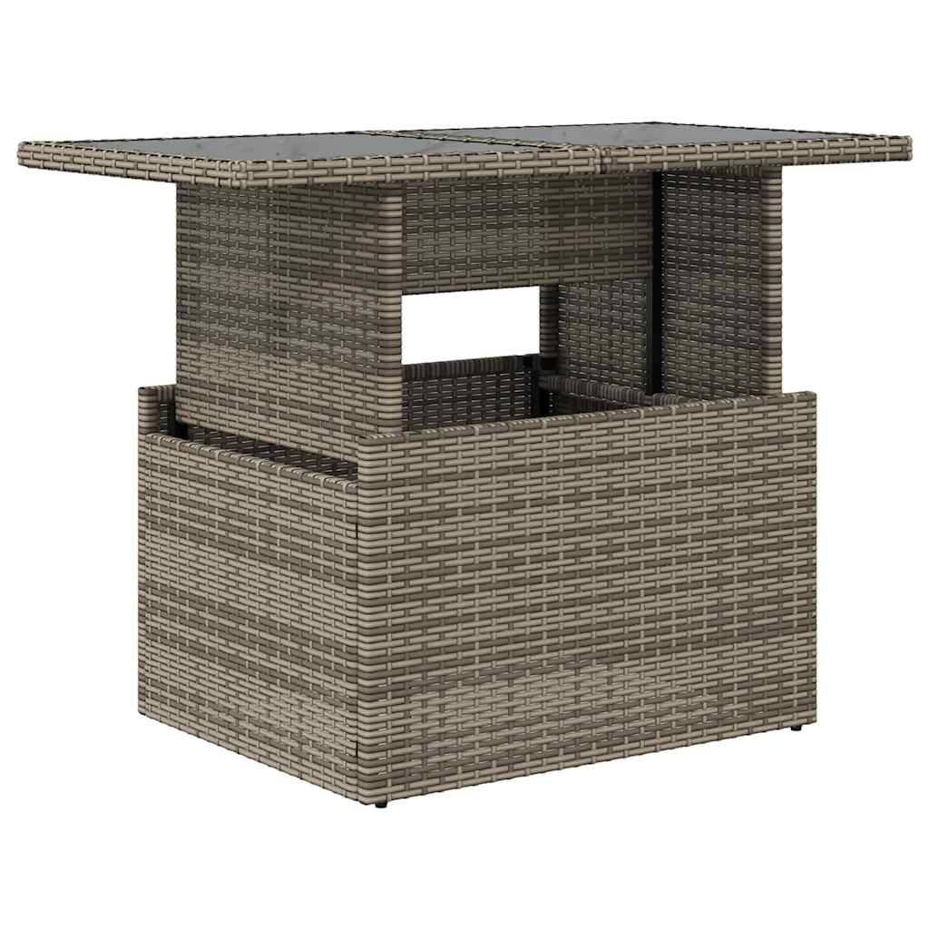 ComfortXL - Table de Jardin Relevable Grise 2-en-1, Basse et Repas, en Résine Tressée et Verre Sécurit – ComfortXL Outdoor Living - Image 2