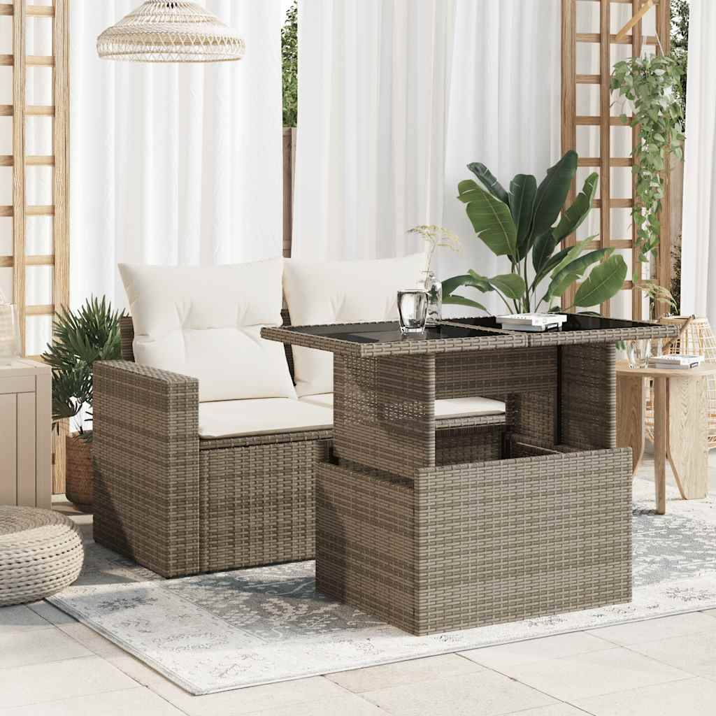 ComfortXL - Table de Jardin Relevable Grise 2-en-1, Basse et Repas, en Résine Tressée et Verre Sécurit – ComfortXL Outdoor Living - Image 3