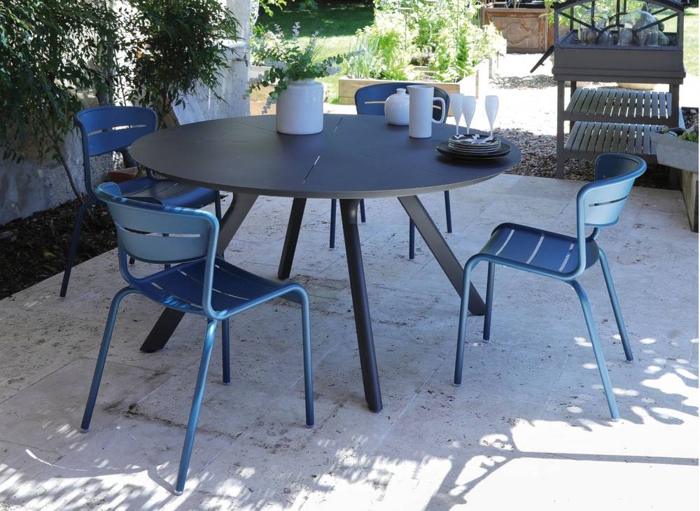 Proloisirs - Table de jardin ronde Seven en aluminium - graphite 150 cm PROLOISIRS - Image 2