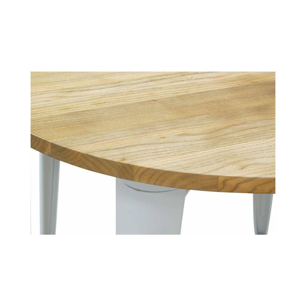 Aubry Gaspard - Table ronde industrielle en métal blanc et bois d'orme huilé - Image 2