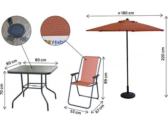 Habitat Et Jardin - Table Et Chaises De Jardin Avec Parasol En Métal "convivia" - 4 Places - Terracotta -habitat Et Jardin - Image 3