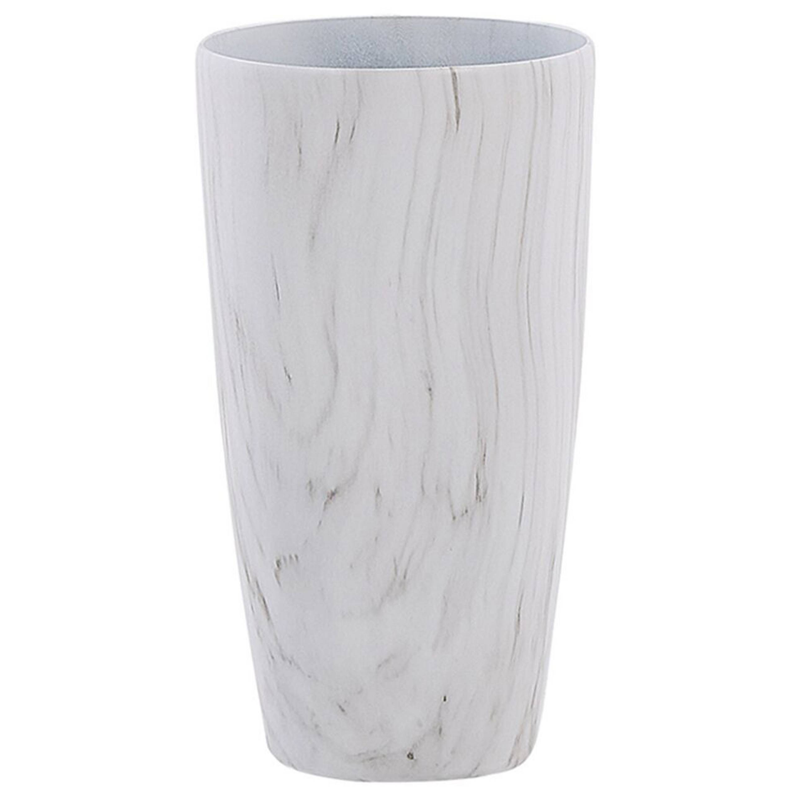 Beliani - Pot de Fleurs Cache-pot Rond 32 cm de Diamètre en Mélange de Pierre Effet Marbre Blanc Idéal pour Extérieur et Intérieur Glamour et Moderne Beliani - Image 1