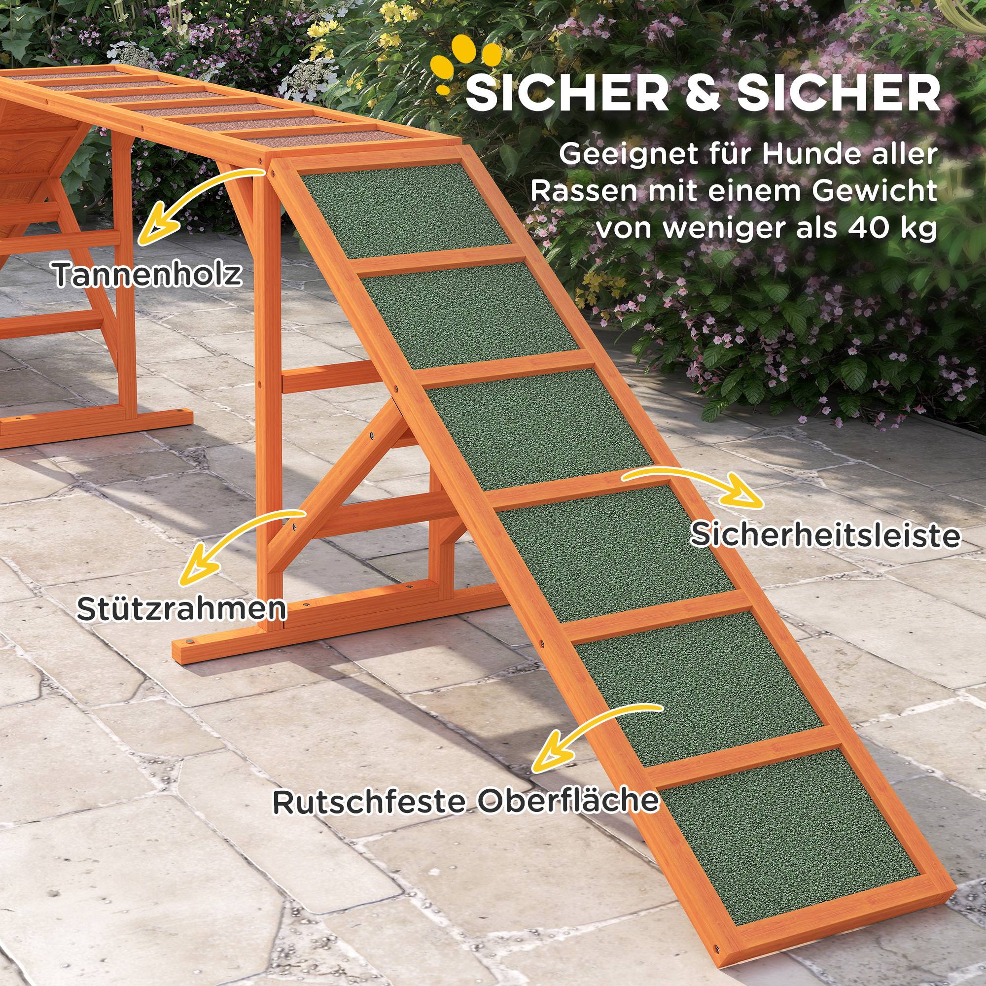 ComfortXL - Rampe agilité chien bois d’épicéa 335 x 55 x 60 cm orange antidérapante pour jardin - ComfortXL Outdoor Living - Image 8