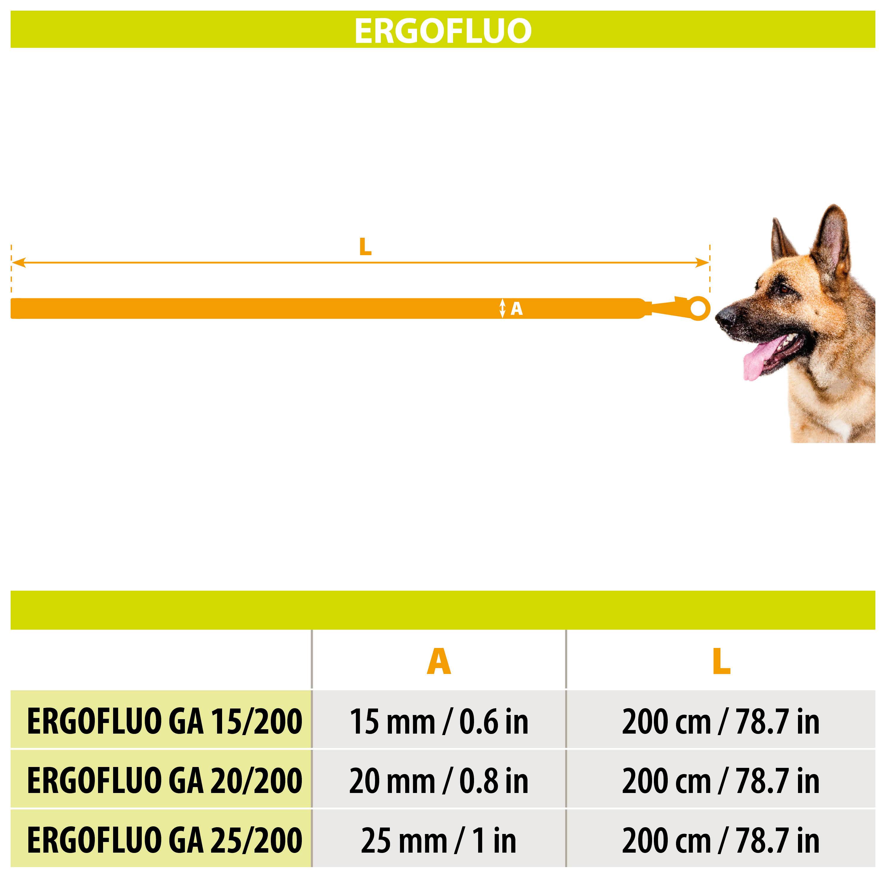 Ferplast - Ferplast Laisse pour chien Ferplast ERGOFLUO, Laisse de dressage pour chien taille grande, Poignée Rembourrée, Mousqueton en métal. Longueur réglable. - Image 2