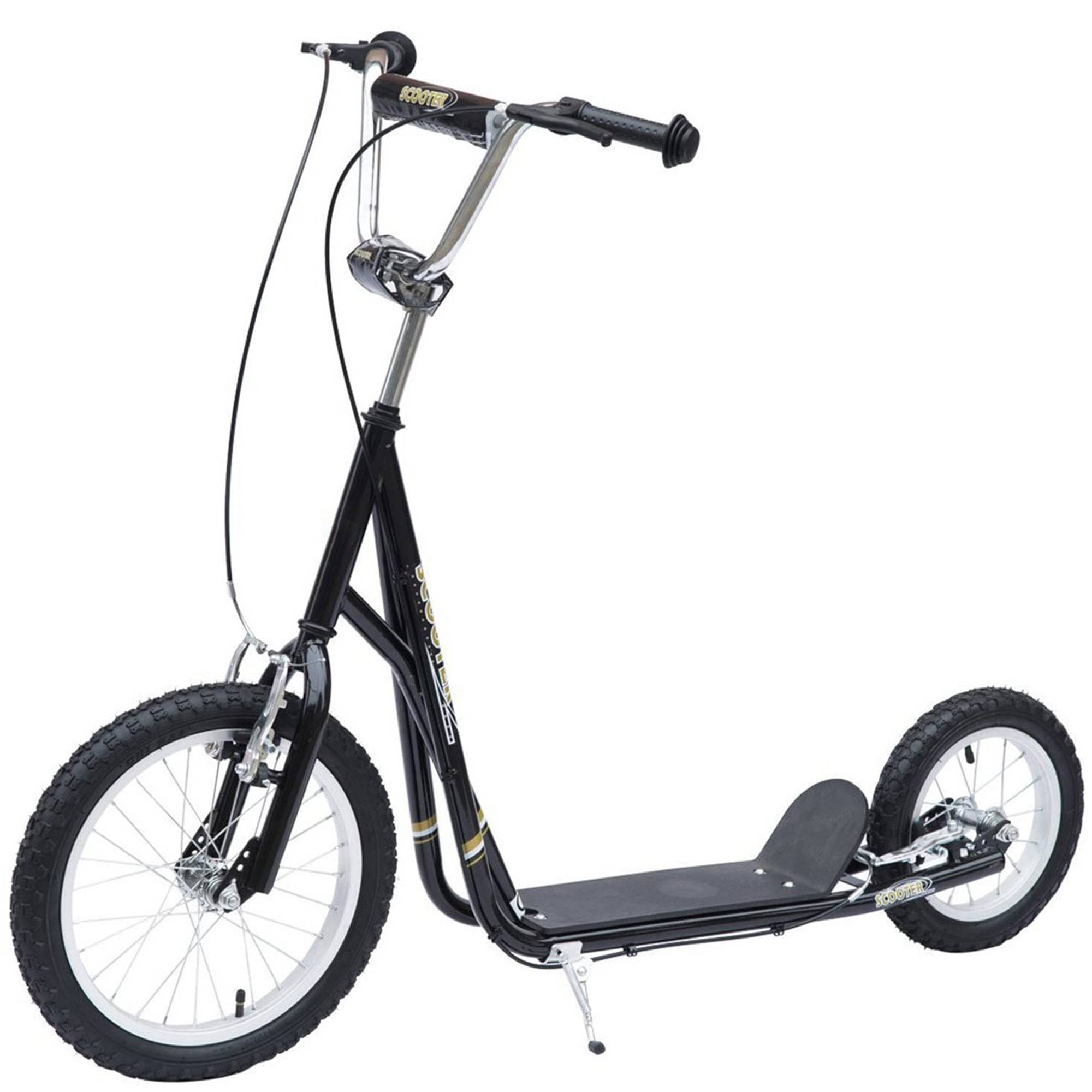 Sans Marque - Trottinette enfant pneus pneumatiques frein main réglable hauteur 40 cm 16 pouces 5 ans ville noire - Image 1