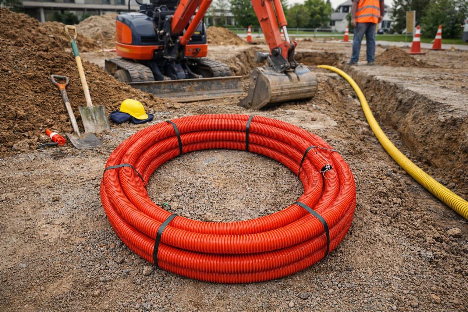 Jardibric - Jardibric - Gaine Annellée en PE Rouge (Ø 75 mm x 25m) - Protection robuste pour câbles électriques, idéale pour usage extérieur ou sous terrain. - Image 3