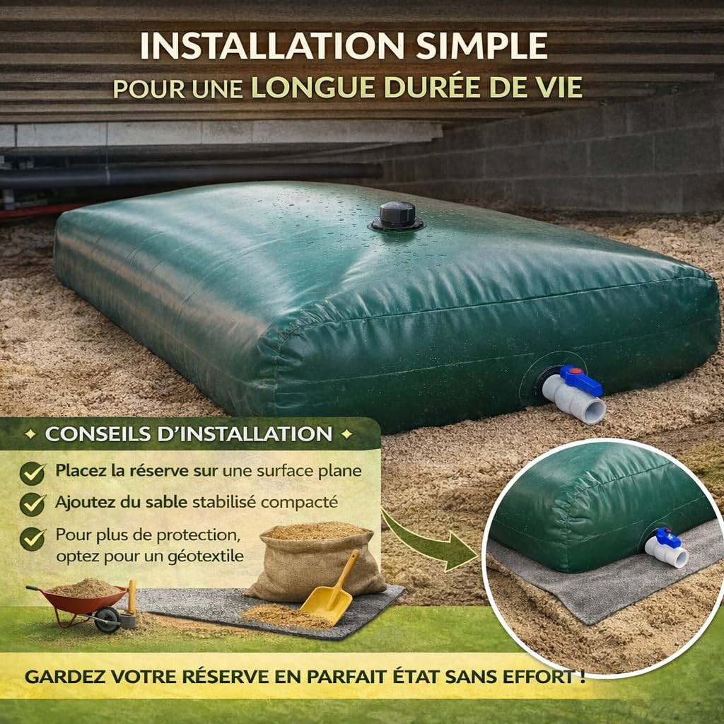 Jardibric - Jardibric – Réserve Eau Souple 5000L – Cuve Récupération Eau de Pluie Pliable Jardin - Image 3