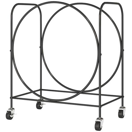 Porte-bûches en métal avec roulettes pour cheminée, utilisable à l'intérieur et à l'extérieur, 51 x 30 x 60 cm, noir - Image 2
