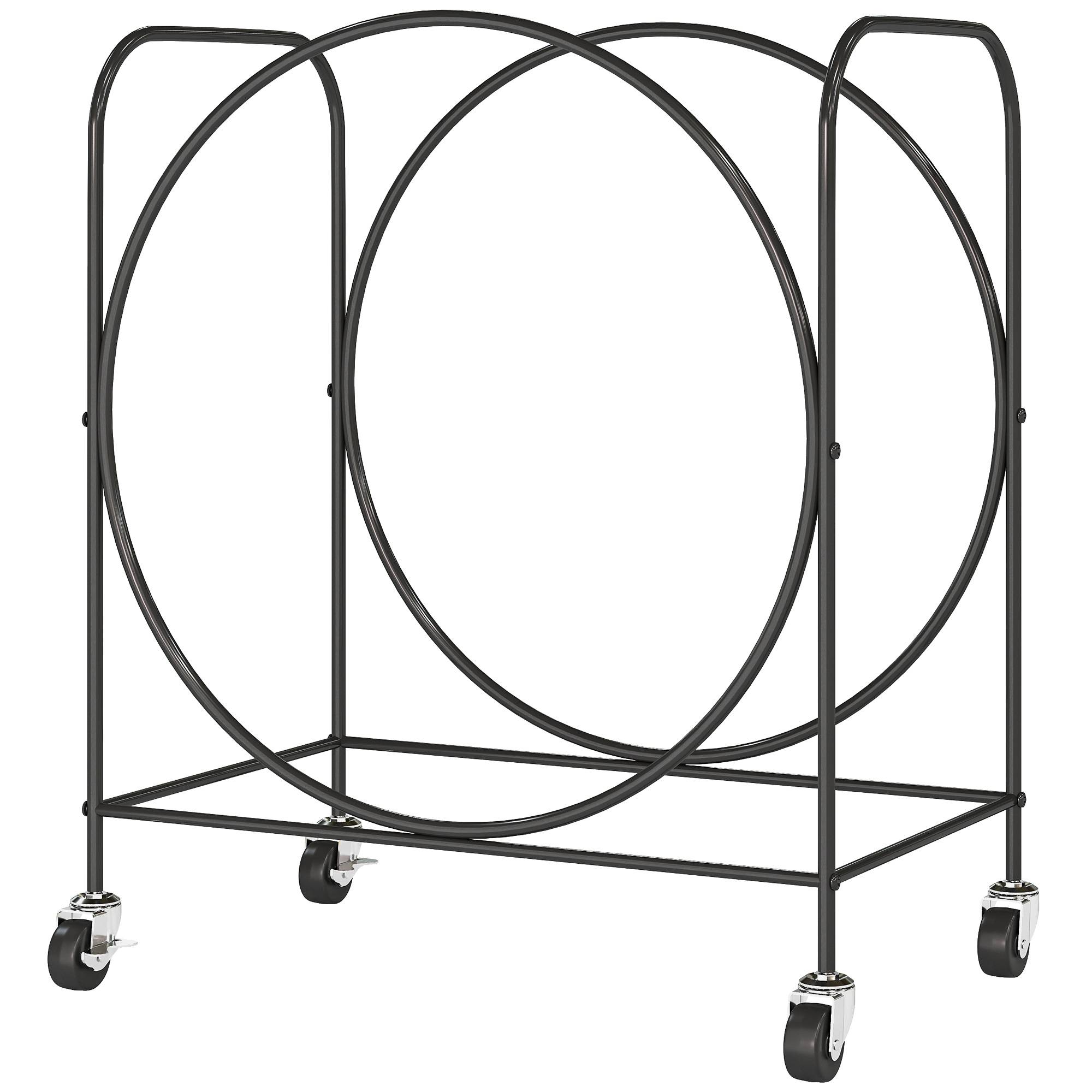 Porte-bûches en métal avec roulettes pour cheminée, utilisable à l'intérieur et à l'extérieur, 51 x 30 x 60 cm, noir - Image 2