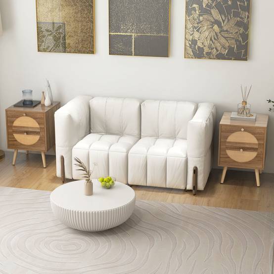 HOMCOM - Lot de 2 tables basses - MDF - 59.5x39.5x45cm - Blanc HOMCOM - Lot de 2 tables basses - MDF - 59.5x39.5x45cm - Blanc