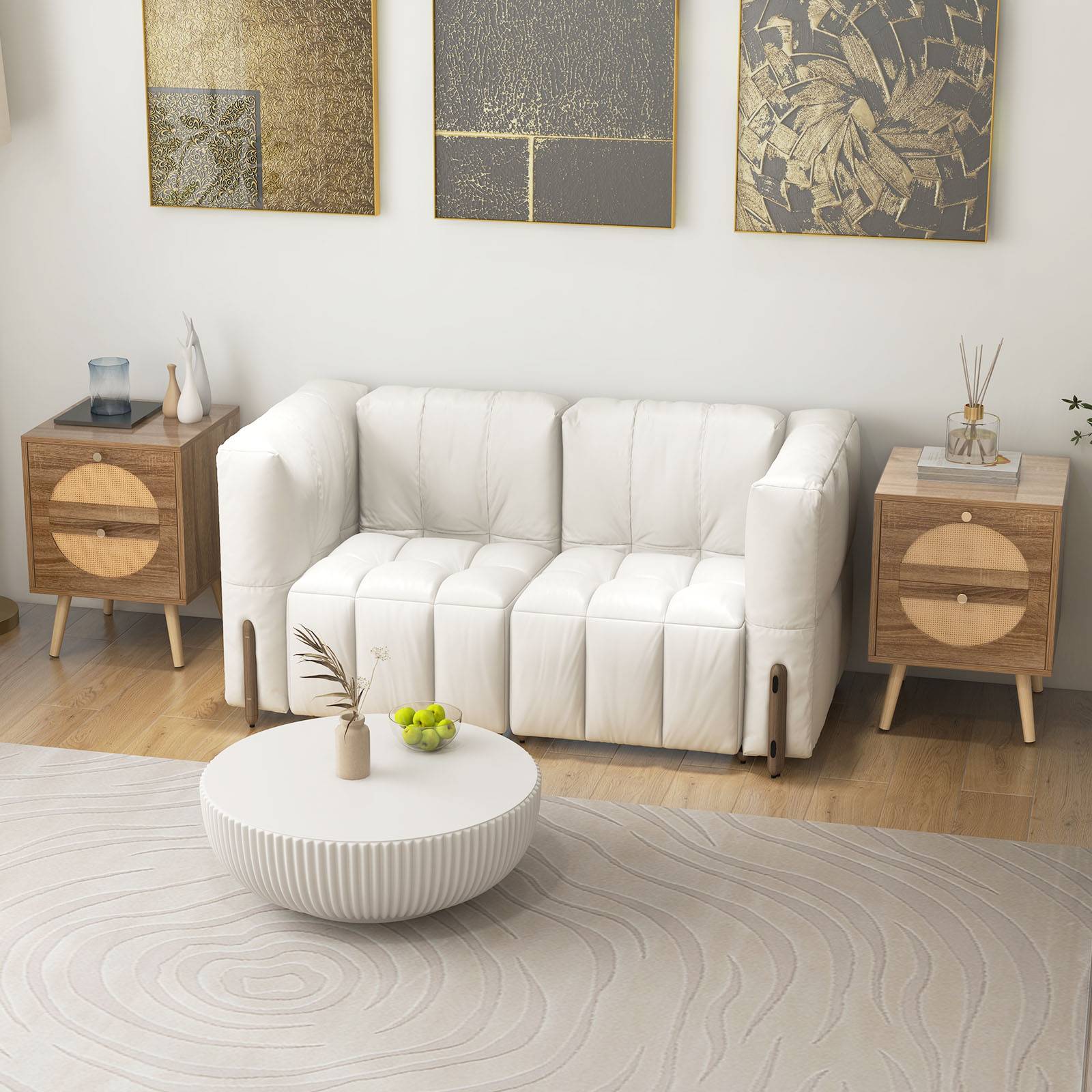 HOMCOM - Lot de 2 tables basses - MDF - 59.5x39.5x45cm - Blanc