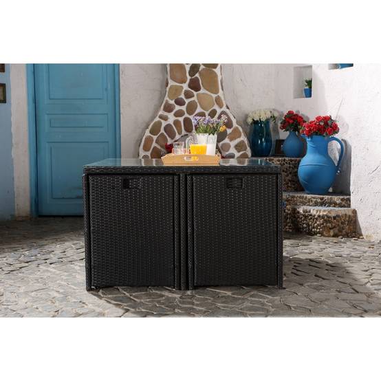 Salon de jardin 8 places noir-blanc + housse de protection MIAMI - Image 4